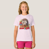 かわいい女の子のハリネズミのカスタマイズ Tシャツ (正面フル)
