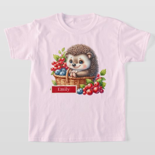 かわいい女の子のハリネズミのカスタマイズ Tシャツ (レイダウン)