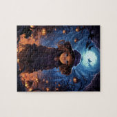 かわいい女の子のハロウィーンをトリックまたは治療 ジグソーパズル (横)