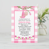 かわいい女の子のハートツリーベビーシャワー招待状 招待状 (スタンド正面)