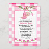 かわいい女の子のハートツリーベビーシャワー招待状 招待状 (正面/裏面)