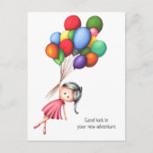 かわいい女の子のバルーンパーソナライズされた別れ ポストカード (正面)