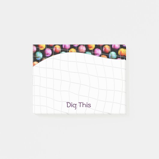 かわいい女の子のバレーボールポップ・アートのアートパターン ポストイット (正面)