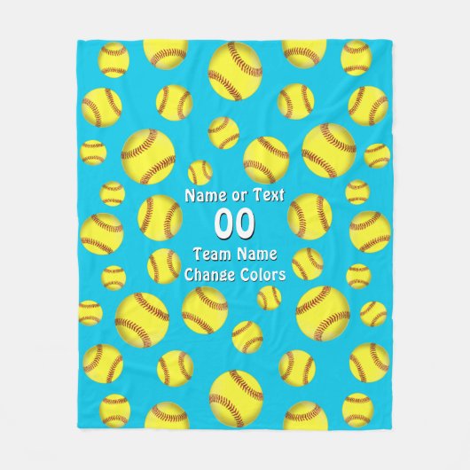 かわいい女の子のパーソナライズなソフトボールのフリースブランケット フリースブランケット (正面)