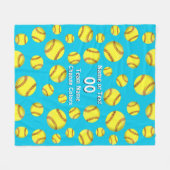 かわいい女の子のパーソナライズなソフトボールのフリースブランケット フリースブランケット (正面(横))