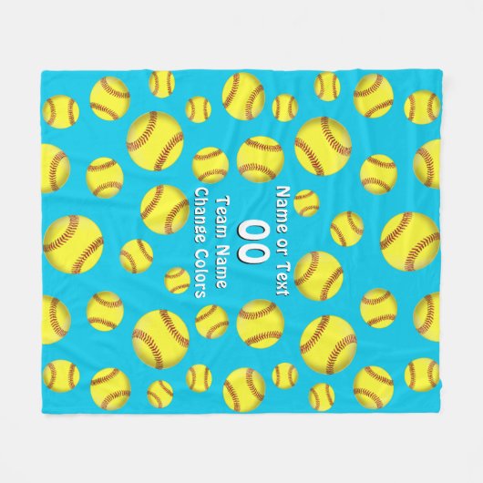 かわいい女の子のパーソナライズなソフトボールのフリースブランケット フリースブランケット (正面(横))