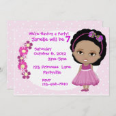 かわいい女の子のパーティーの招待 招待状 (正面/裏面)