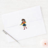 かわいい女の子のヒーロー ラウンドシール (封筒)