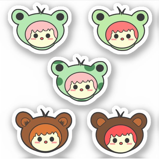 かわいい女の子のビニールステッカー シール (正面)