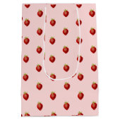 かわいい女の子のピンクのいちご柄 ミディアムペーパーバッグ (裏面)