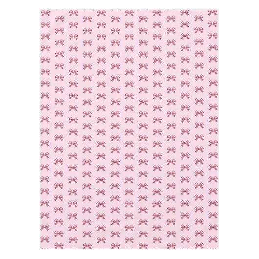 かわいい女の子のピンクのサテンエステティックなリボン柄 テーブルクロス (正面)