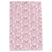 かわいい女の子のピンクの美学リボン ミディアムペーパーバッグ (正面)