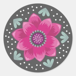 かわいい女の子のピンクの花封筒シール ラウンドシール