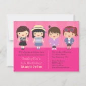 かわいい女の子のファッション・ショーの誕生会 招待状 (正面)