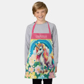 かわいい女の子のファンタジー名ユニコーンを追加 エプロン (着用した状態)