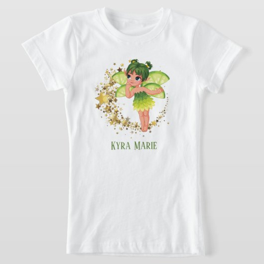 かわいい女の子のファンタジー妖精の名前を追加Tシャツ Tシャツ (レイダウン)