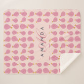 かわいい女の子のフェミニンなリンゴのイニシャルモノグラムギフト シェルパブランケット (正面(横))