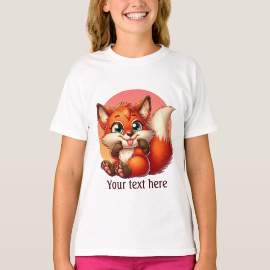 かわいい女の子のフォックス愛好家のカスタマイズ可能 Tシャツ (正面)