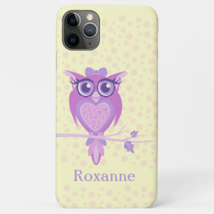 かわいい女の子のフクロウの紫色及びレモンipod touchの場合 iPhone 11 pro maxケース