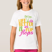 かわいい女の子のフリップフロップライフワードアート Tシャツ (正面)