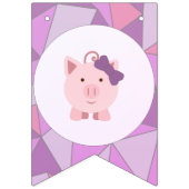 かわいい女の子のブタのハッピーバースデーの旗布 バンティングフラッグ (第1の旗)