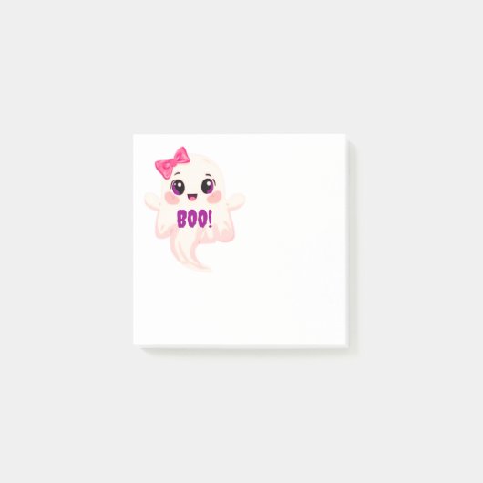 かわいい女の子のブー！おばけ ポストイット (正面)