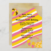 かわいい女の子のプールを囲んでのパーティの誕生日の招待状 招待状 (正面/裏面)