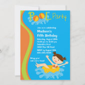 かわいい女の子のプールを囲んでのパーティの誕生日の招待状 招待状 (正面)