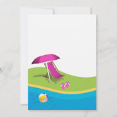 かわいい女の子のプールを囲んでのパーティの誕生日の招待状 招待状 (裏面)