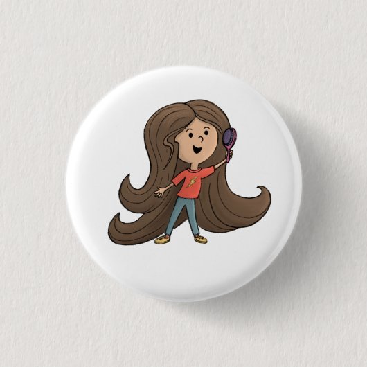 かわいい女の子のヘアボタン 缶バッジ (正面)