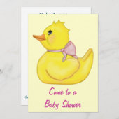 かわいい女の子のベビーのアヒルのシャワーの招待状 招待状 (正面/裏面)