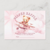 かわいい女の子のベビークマパイロットピンク飛行機の美しい エンクロージャーカード (正面)