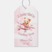 かわいい女の子のベビークマパイロットピンク飛行機の美しい ギフトタグ (裏面)