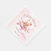 かわいい女の子のベビークマパイロットピンク飛行機の美しい スタンダードランチョンナプキン (角)