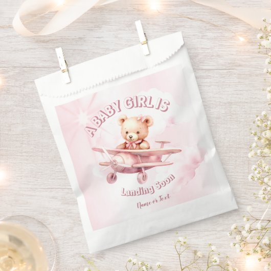 かわいい女の子のベビークマパイロットピンク飛行機の美しい フェイバーバッグ (クリップ留めされた状態)