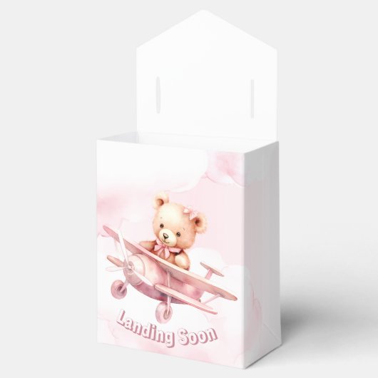 かわいい女の子のベビークマパイロットピンク飛行機の美しい フェイバーボックス (オープン)