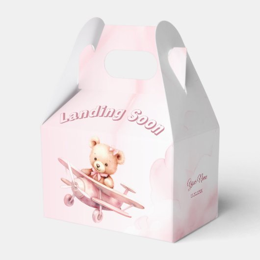 かわいい女の子のベビークマパイロットピンク飛行機の美しい フェイバーボックス (裏面サイド)