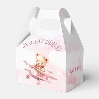 かわいい女の子のベビークマパイロットピンク飛行機の美しい フェイバーボックス