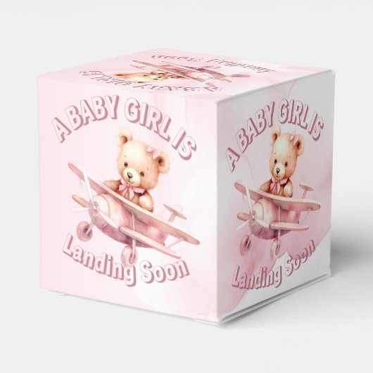 かわいい女の子のベビークマパイロットピンク飛行機の美しい フェイバーボックス (裏面サイド)