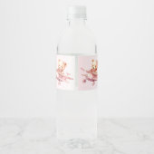 かわいい女の子のベビークマパイロットピンク飛行機の美しい ペットボトルラベル (裏面)