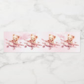 かわいい女の子のベビークマパイロットピンク飛行機の美しい ペットボトルラベル (シングルラベル)