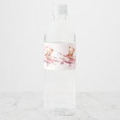 かわいい女の子のベビークマパイロットピンク飛行機の美しい ペットボトルラベル (正面)