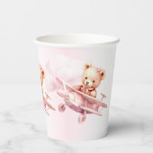 かわいい女の子のベビークマパイロットピンク飛行機の美しい 紙コップ (裏面)