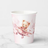 かわいい女の子のベビークマパイロットピンク飛行機の美しい 紙コップ (左)