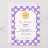 かわいい女の子のベビーシャワー招待状パープルガール 招待状 (正面)