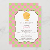 かわいい女の子のベビーシャワー招待状ピンクガール 招待状 (正面/裏面)