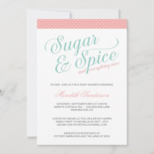 かわいい女の子のベビーシャワー 招待状 (正面)