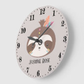 かわいい女の子のベビーデコールスロースの名前を追加 ラージ壁時計 (傾斜)