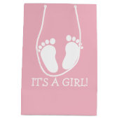 かわいい女の子のベビー足バビシャワーパーティー ミディアムペーパーバッグ (裏面)