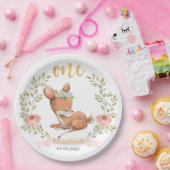 かわいい女の子のベビーFAWN 1st誕生日パーティー ペーパープレート (パーティー)
